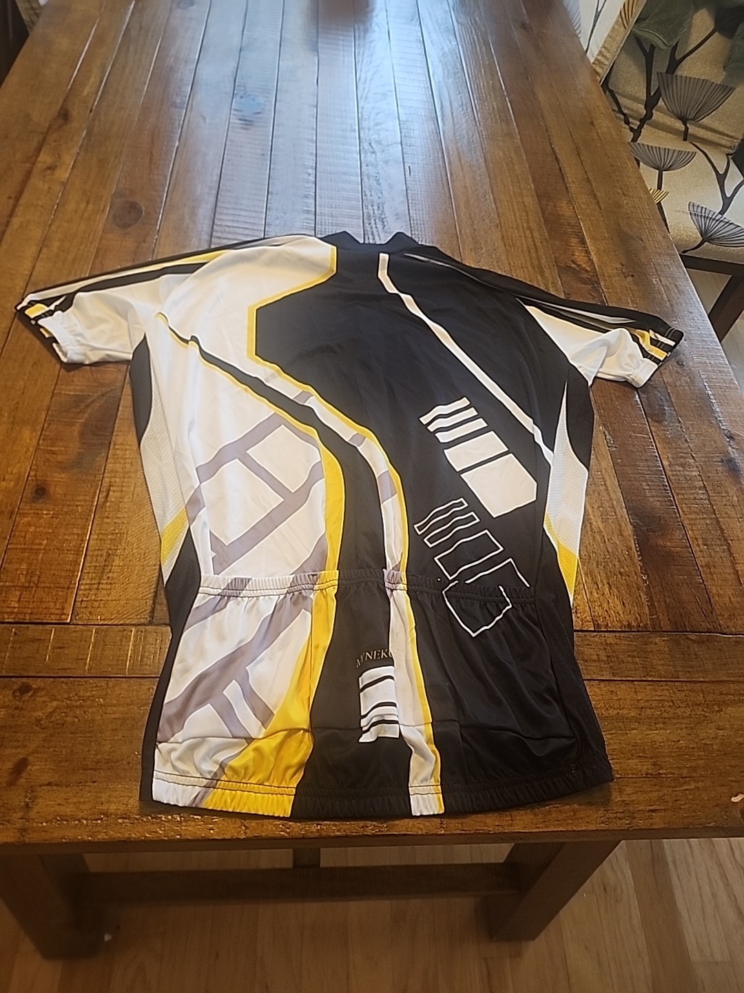 Myneko Bicycle Jersey Mens XXXL 100% Polyester Full Zip Black/White/Yellow