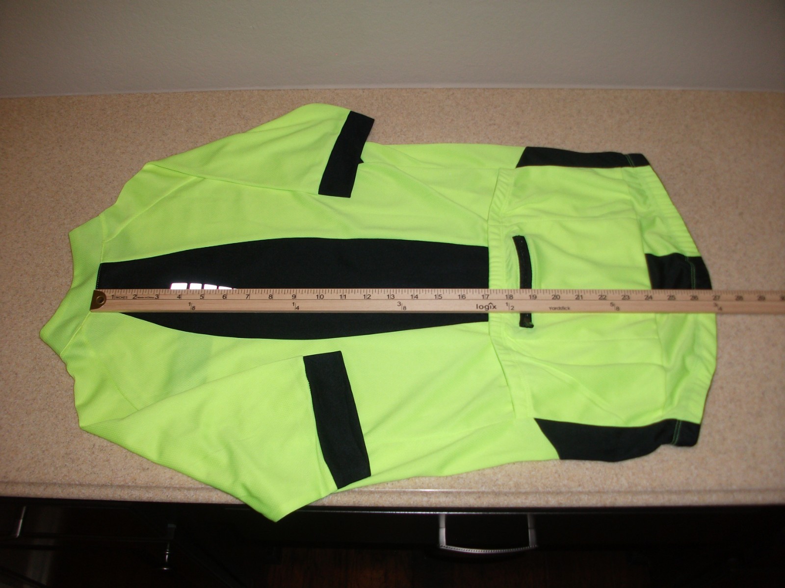 Arsuxeo Men’s Cycling Jersey Hi-Vis Neon Yellow Full Zip Size Medium Zip Pocket