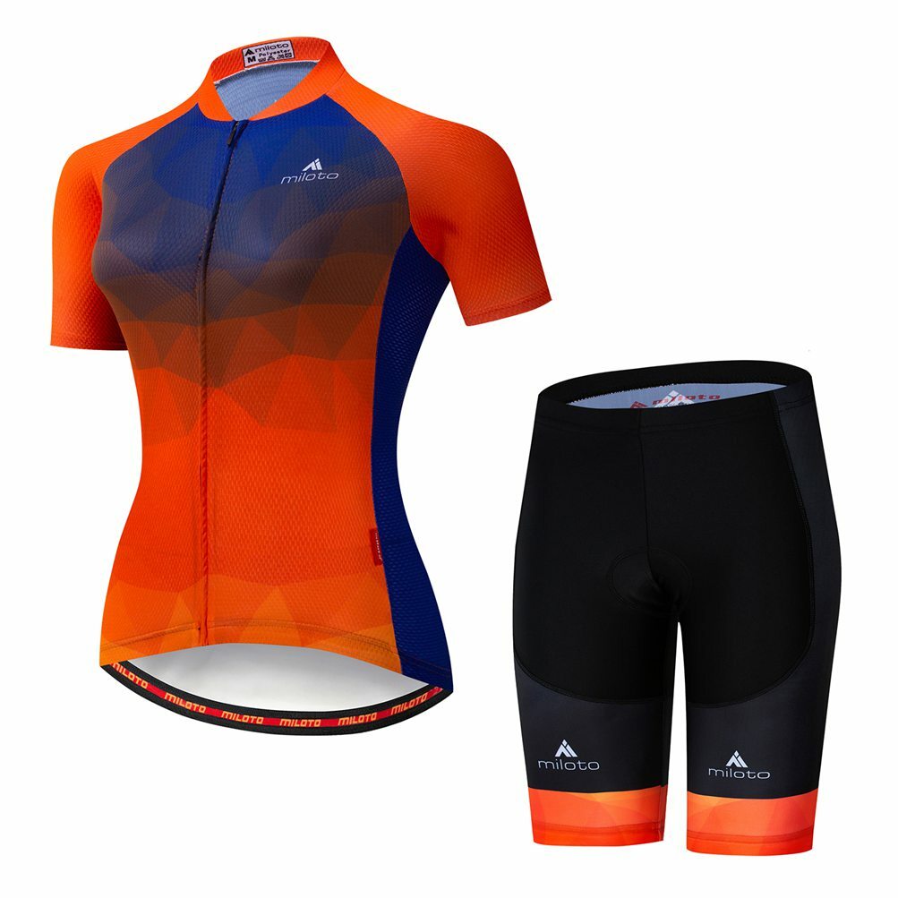 Miloto Women’s Cycling Jersey Short Sleeve and Bib Shorts Padded Bicycle Kit