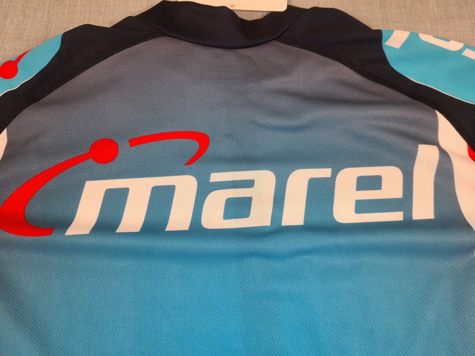 Marel Cycling Team Jersey Mens Large Blue Full Zip Performance Bike Shirt NEW