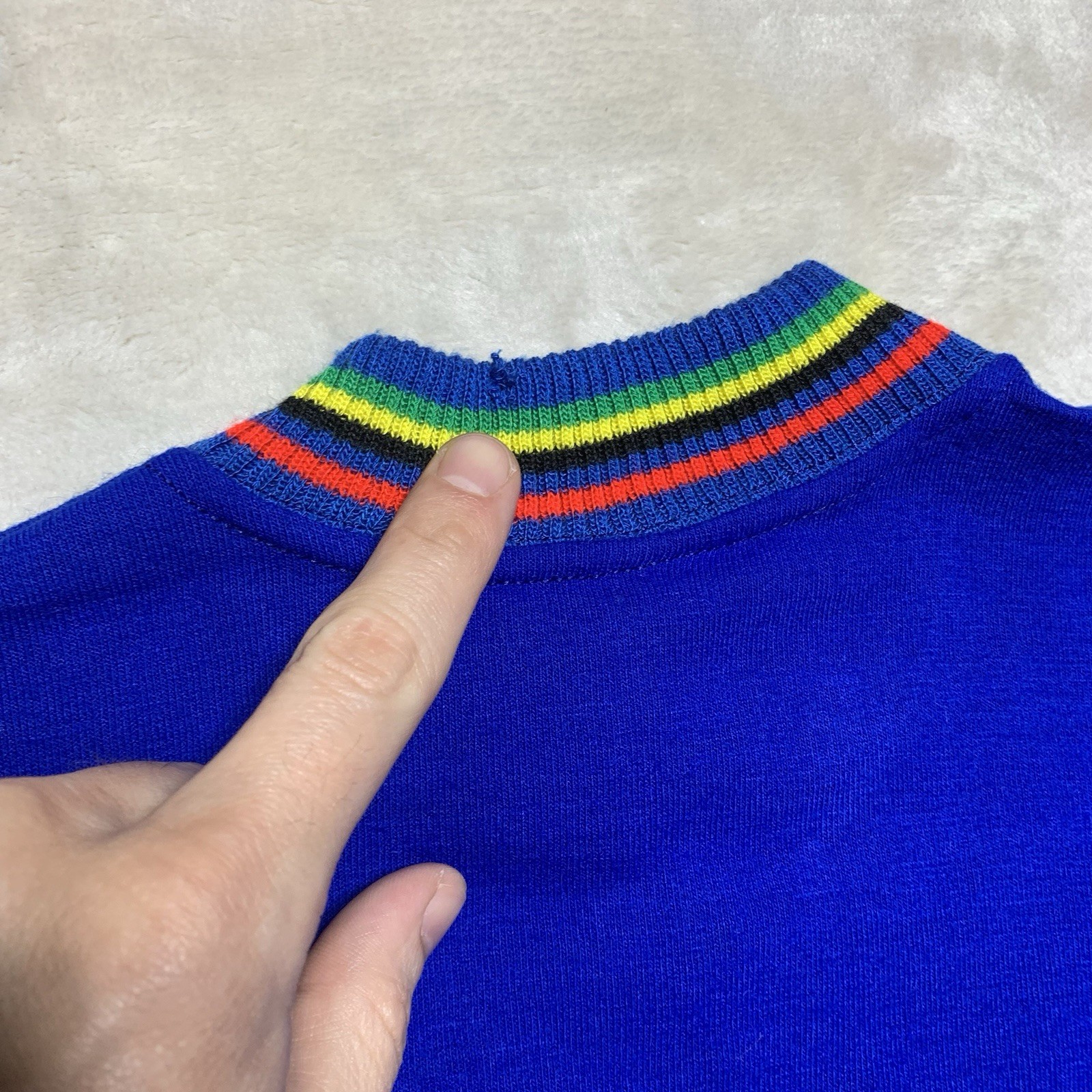 Vintage Pace Cycling Jersey Men’s Small 100% Merino Wool Knit Rainbow 70s USA *