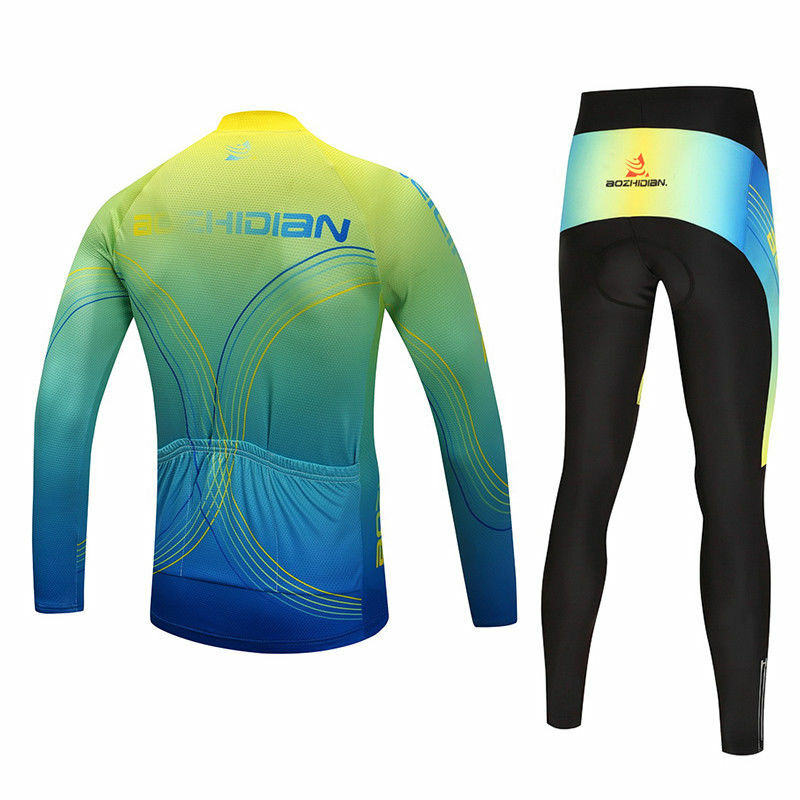 Men’s Bicycle Clothing Long Sleeve Cycling Jersey and Padded (Bib) Tights Kit