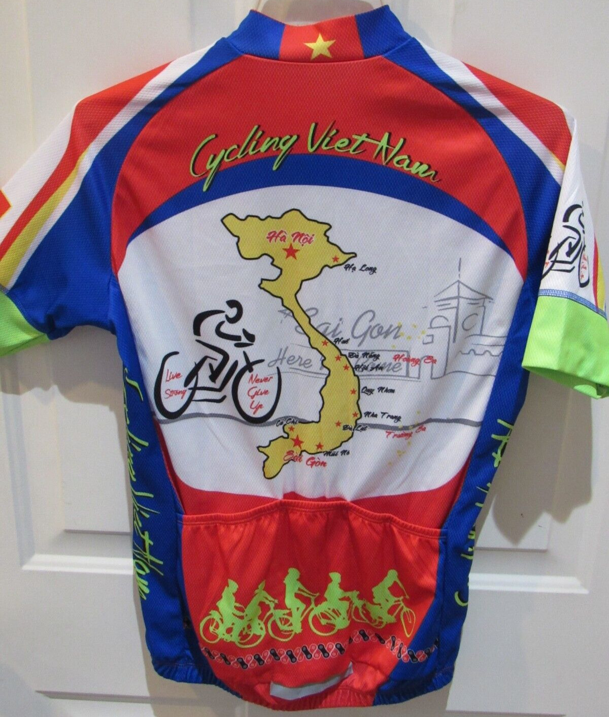 Cycling Jersey adult Size small Vietnam flag full zipper VGC Yin Yang Multicolor