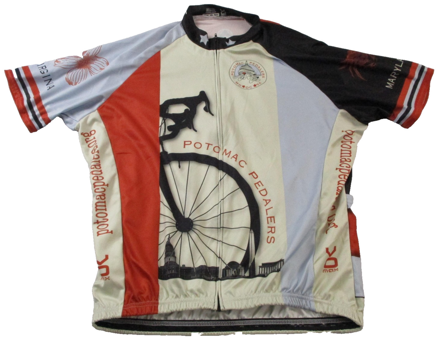 VOmax Potomac Pedalers Cycling Jersey Mens 4XL Washington DC Map Full Zip USA