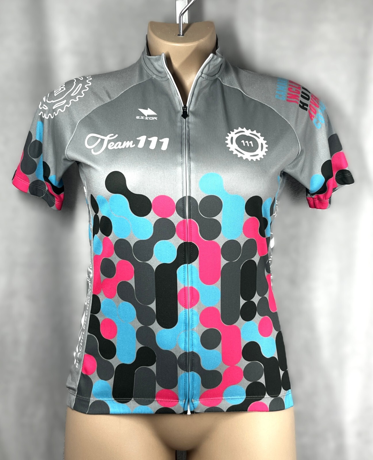 Essor Bicycle Shirt Short Slv Back Pocket Full Zip Elastic Waist SZ XL Team 111