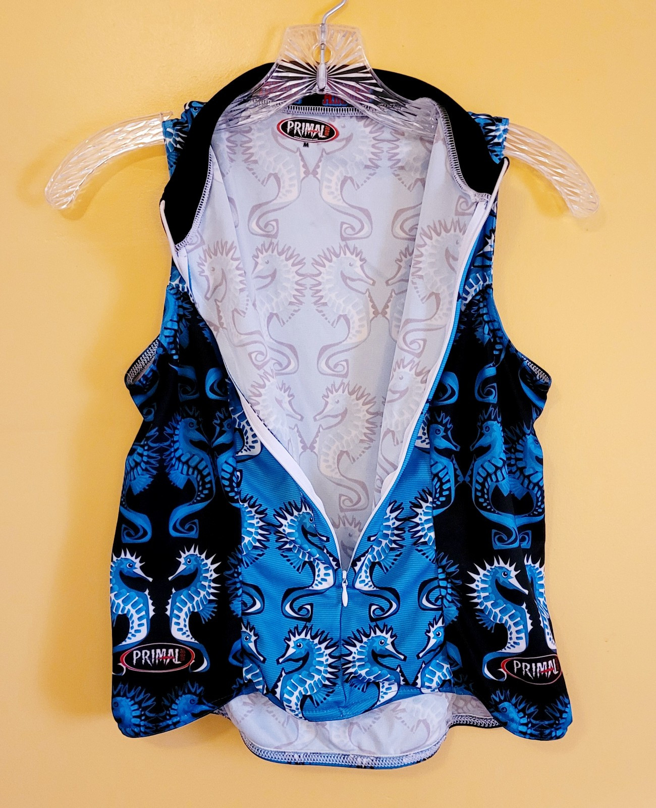 Primal Wear Sea Horses Cycling Jersey Ladies M No Sleeve 3/4 Zip New Free Shipp.
