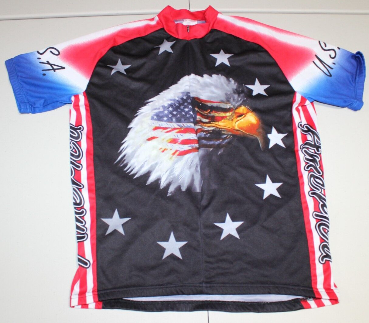 Mens World Jerseys American Flag Eagle USA Patriotic Road Bike Cycling Jersey XL