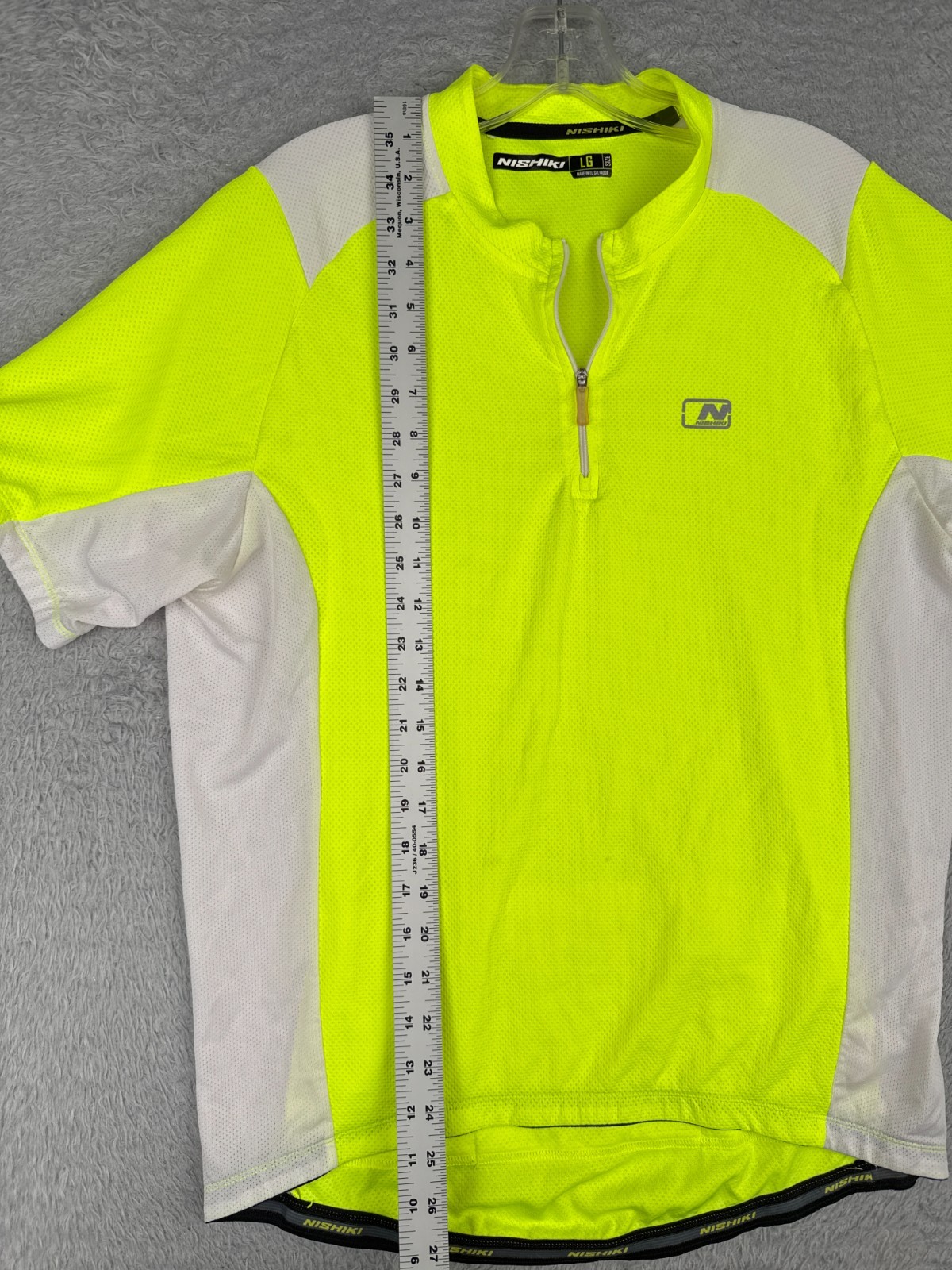 Nishiki Cycling Jersey Adult Large Yellow White 1/4 Zip 100% Polyester Pockets