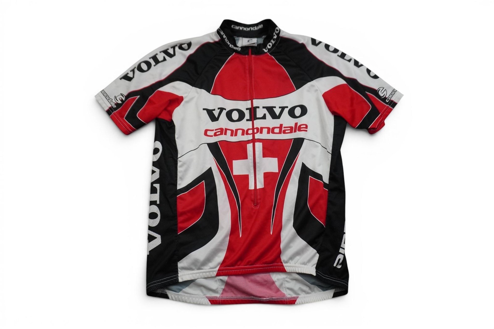 Cannondale Volvo Team Cycling Jersey Mens XL Red White Black Half Zip USA