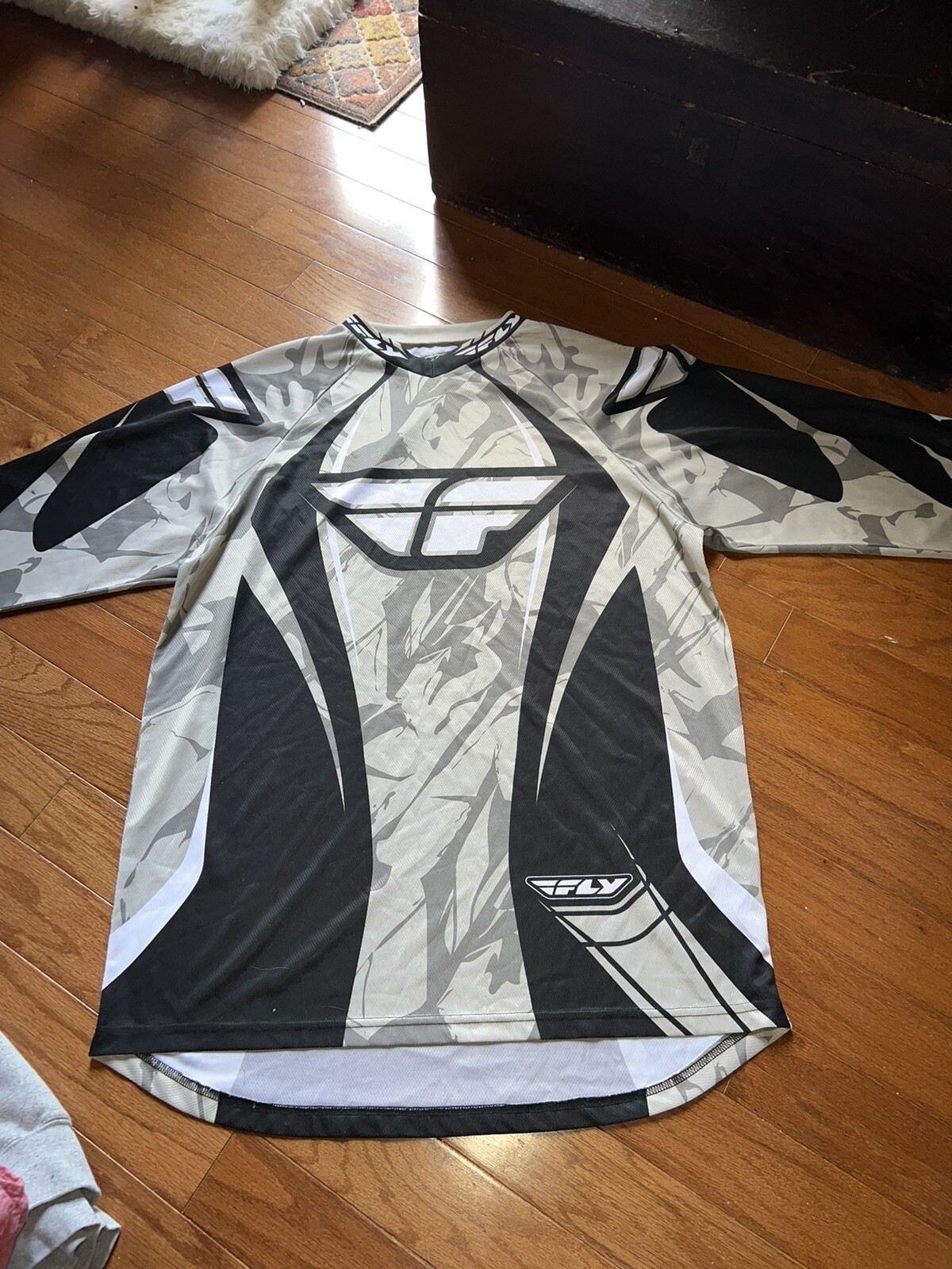 Fly Racing Sz Large Race Wear Top Black Tan White