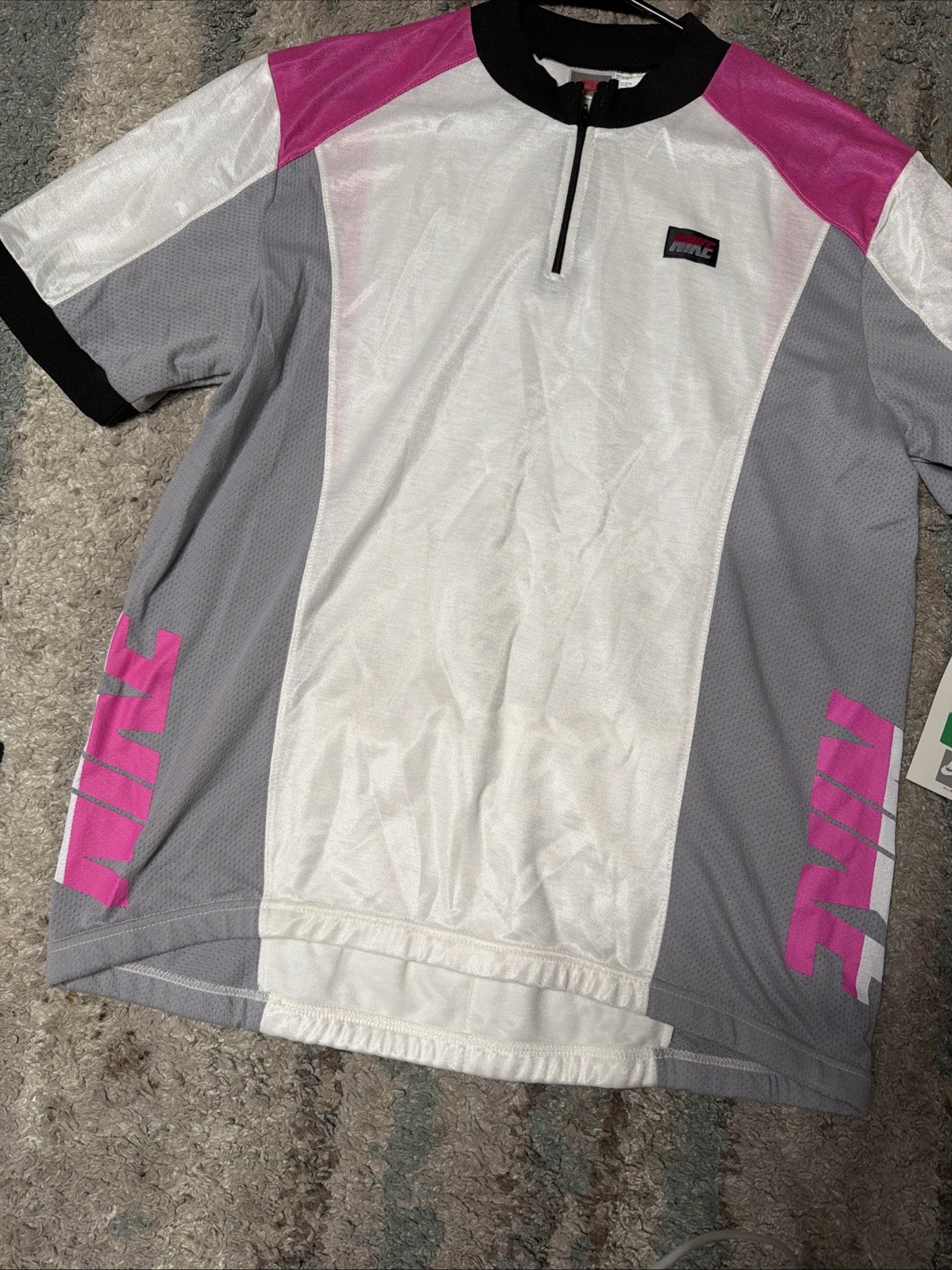 Vintage Nike Cycling Jersey Shirt Grey/pink Men’s XL Cotton