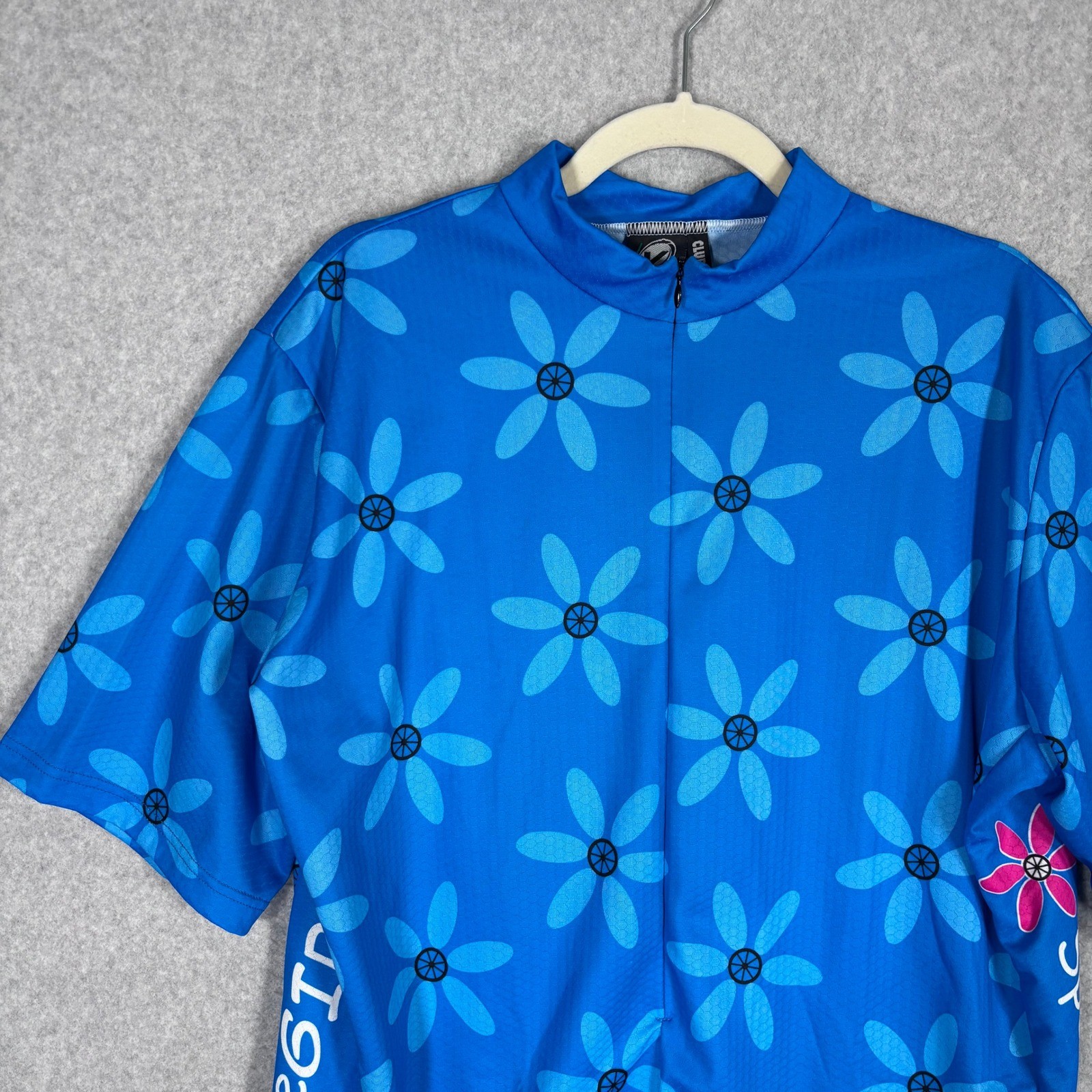 Verge Sport Womans Cycling Jersey 2XL Floral Spoke GIRL Club Pockets 1/2 Zip