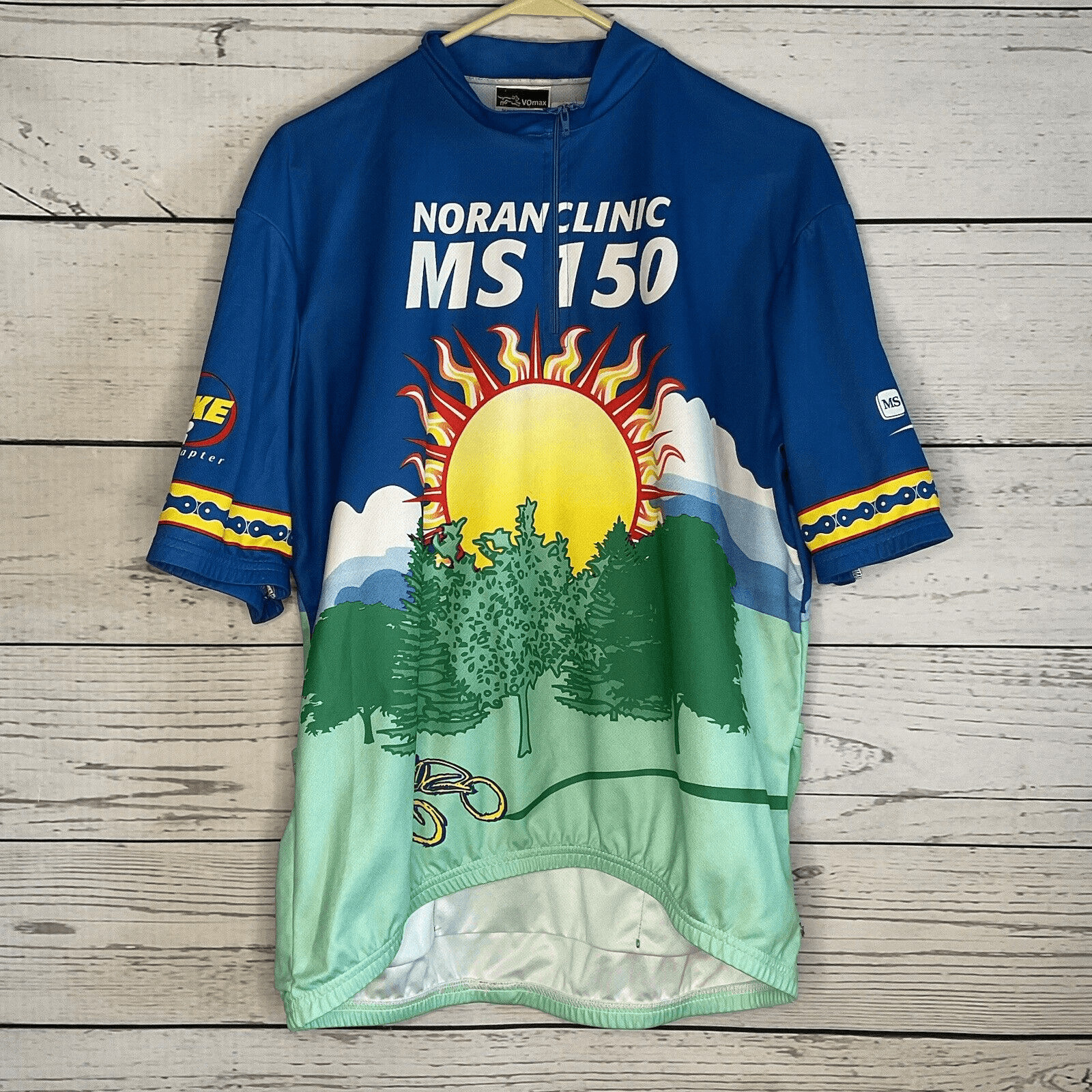 Athletic Biking Cycling Vomax Jersey size XL(5) Blue Green 1/3 zip