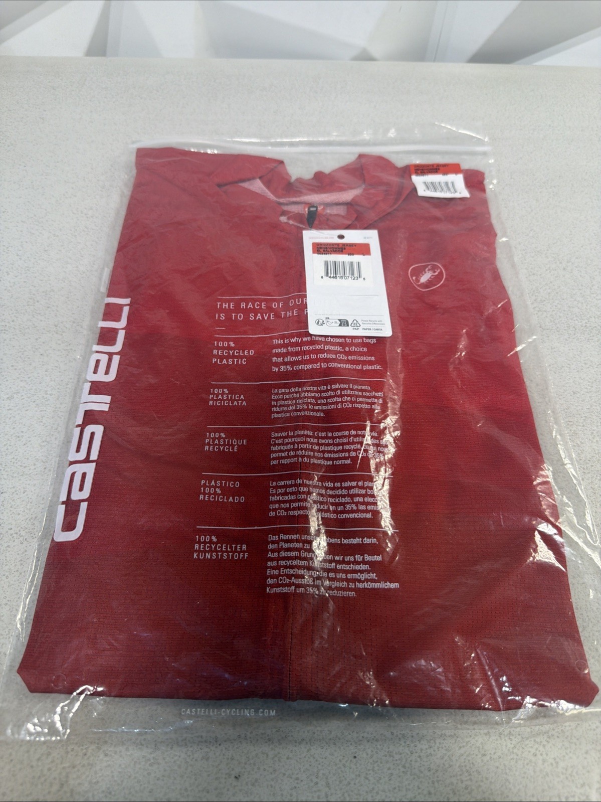 CASTELLI ORIZZONTE JERSEY MENS SIZE LARGE RED