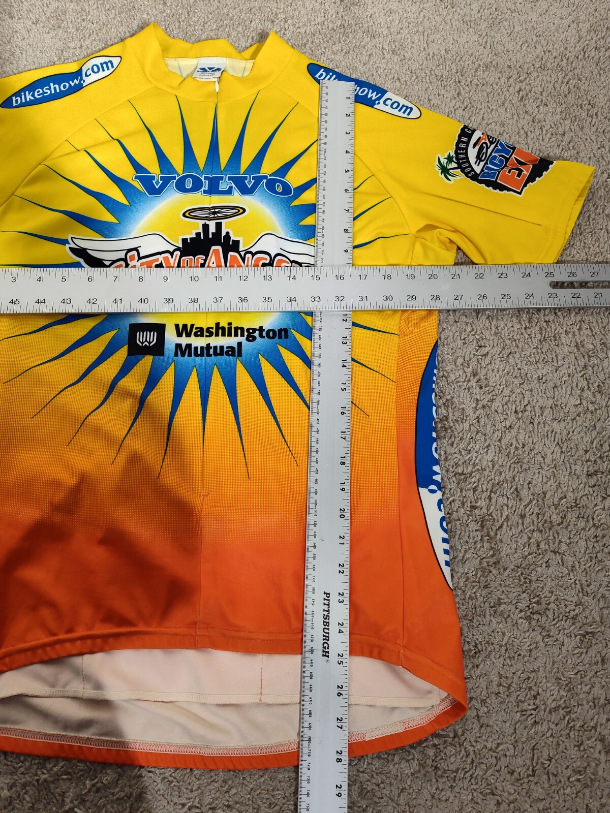 Volvo City of Angels Funride Voler vintage mens Yellow cycling jersey size XL