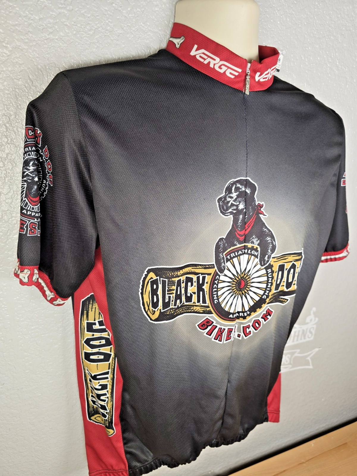 Vintage Verge Black Dog Triathlon Cycling Jersey Men’s L Short Sleeve Bike Shirt