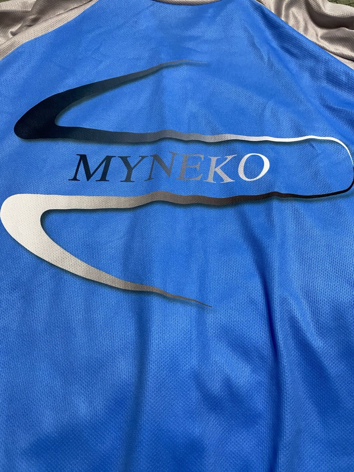 Myneko Bicycle Jersey Mens XXXL 100% Polyester Full Zip Blue/Gray/White