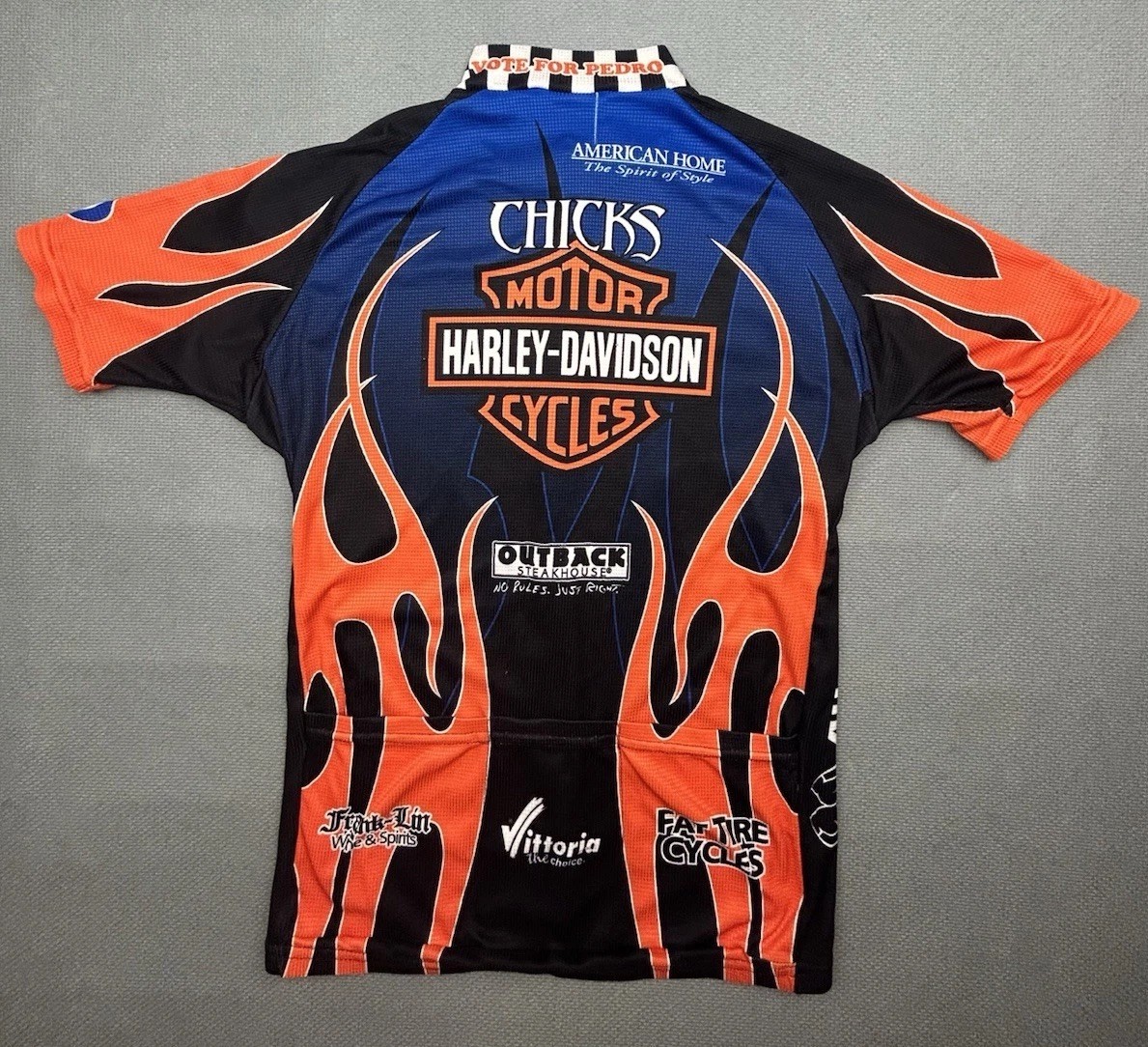 Vintage Harley Davidson Jersey Cycling Mens XXS Flames Logo 90s