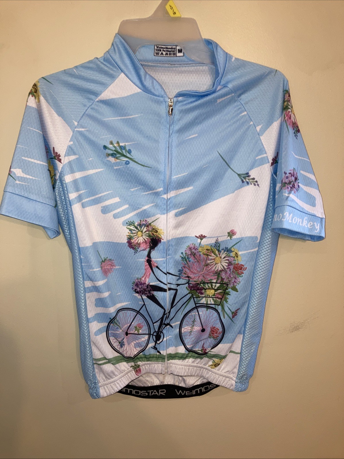WEIMOSTAR FLORAL BICYCLE CYCLING FULL ZIP RIDING JERSEY LADIES SIZE M