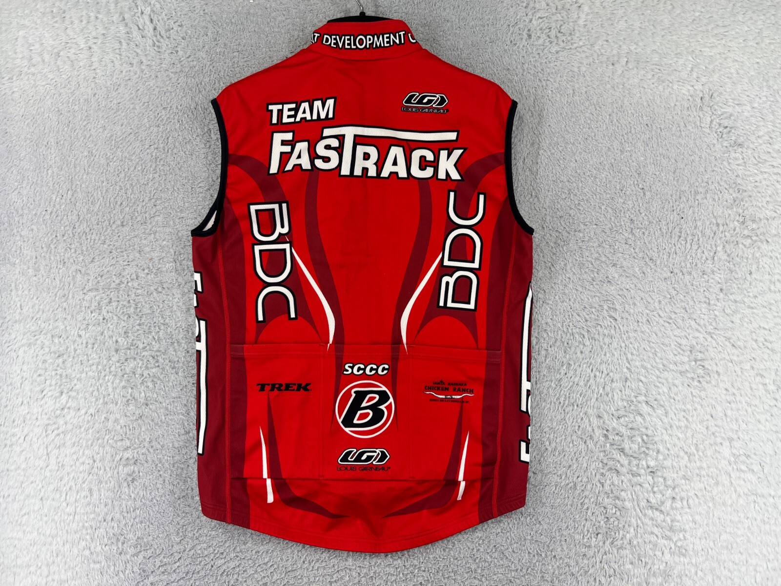 Louis Garneau Cycling Jersey Adult Medium Red Sleeveless Full Zip 100% Polyester