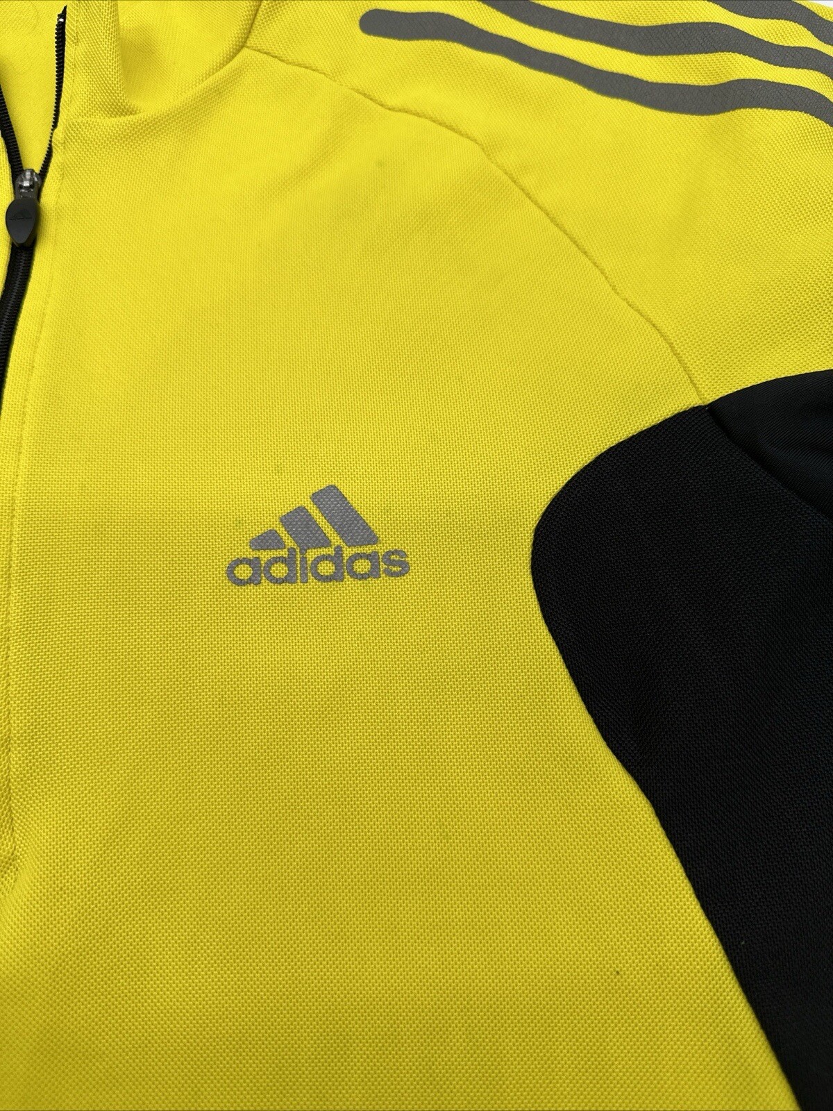 Adidas Cycling Shirt Youth Boy Medium Yellow 3/4 Zip Logo Pockets…#7604