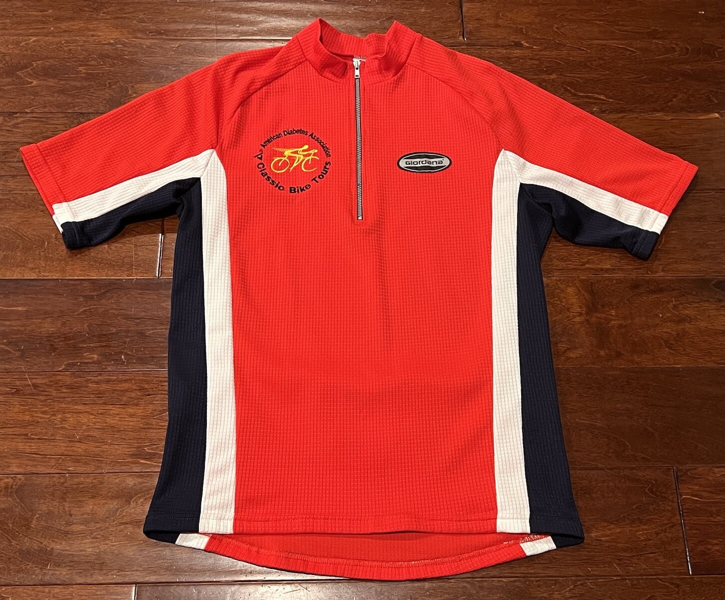 Giordana Red Mens Medium 1/4 Zip American Diabetes Association Cycling Jersey