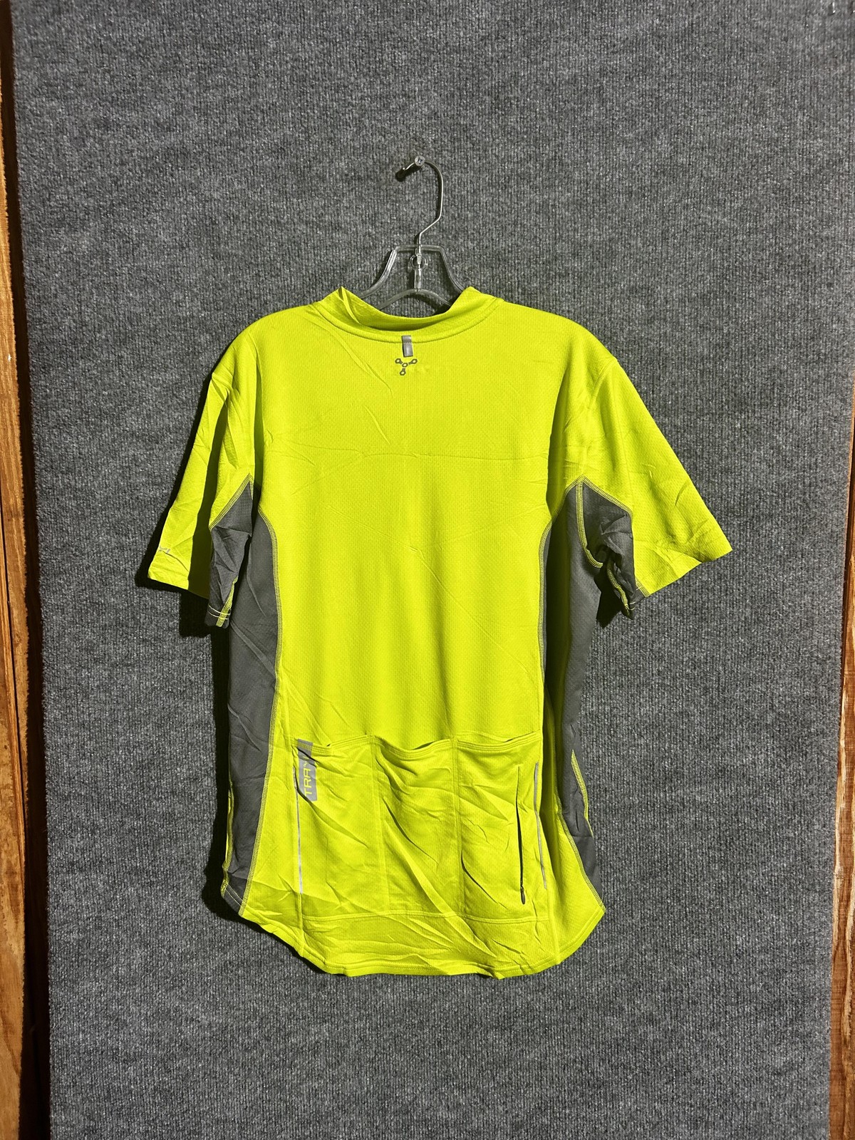 Trayl Cycling Jersey Mens Medium Yellow Gray 1/4 Zip Short Sleeve Pockets Bike