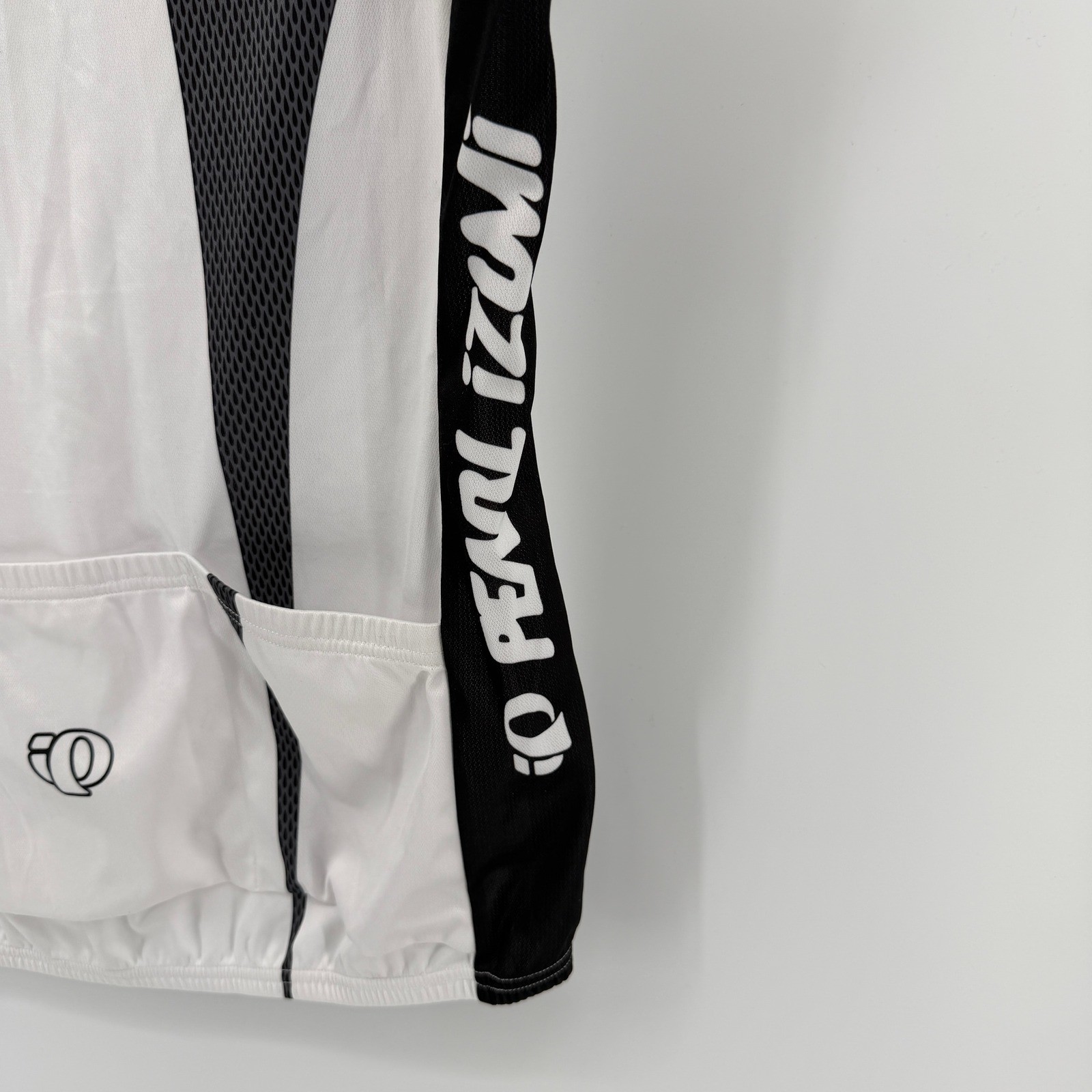 Pearl Izumi Cycling Jersey Mens XL White Black Mesh Panel Short Sleeve Zip Top