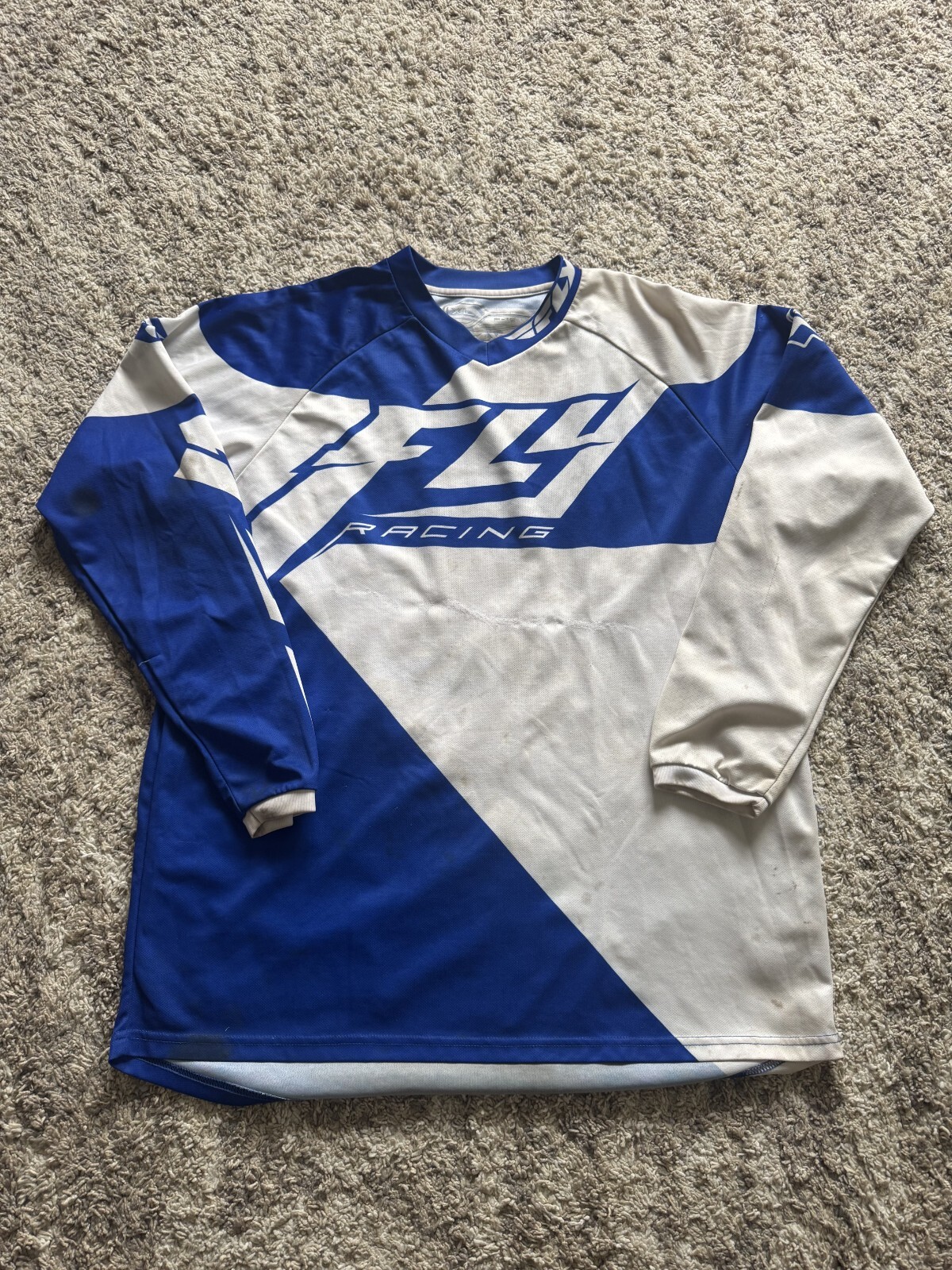 Fly Racing F-16 Blue White Jersey Shirt Long Sleeve Size XL Dirtbike MotoCross