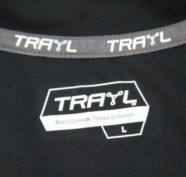 Trayl Cycling Black Orange Large Biking Jersey Tee Shirt 1/2 Zip Polyester EE11