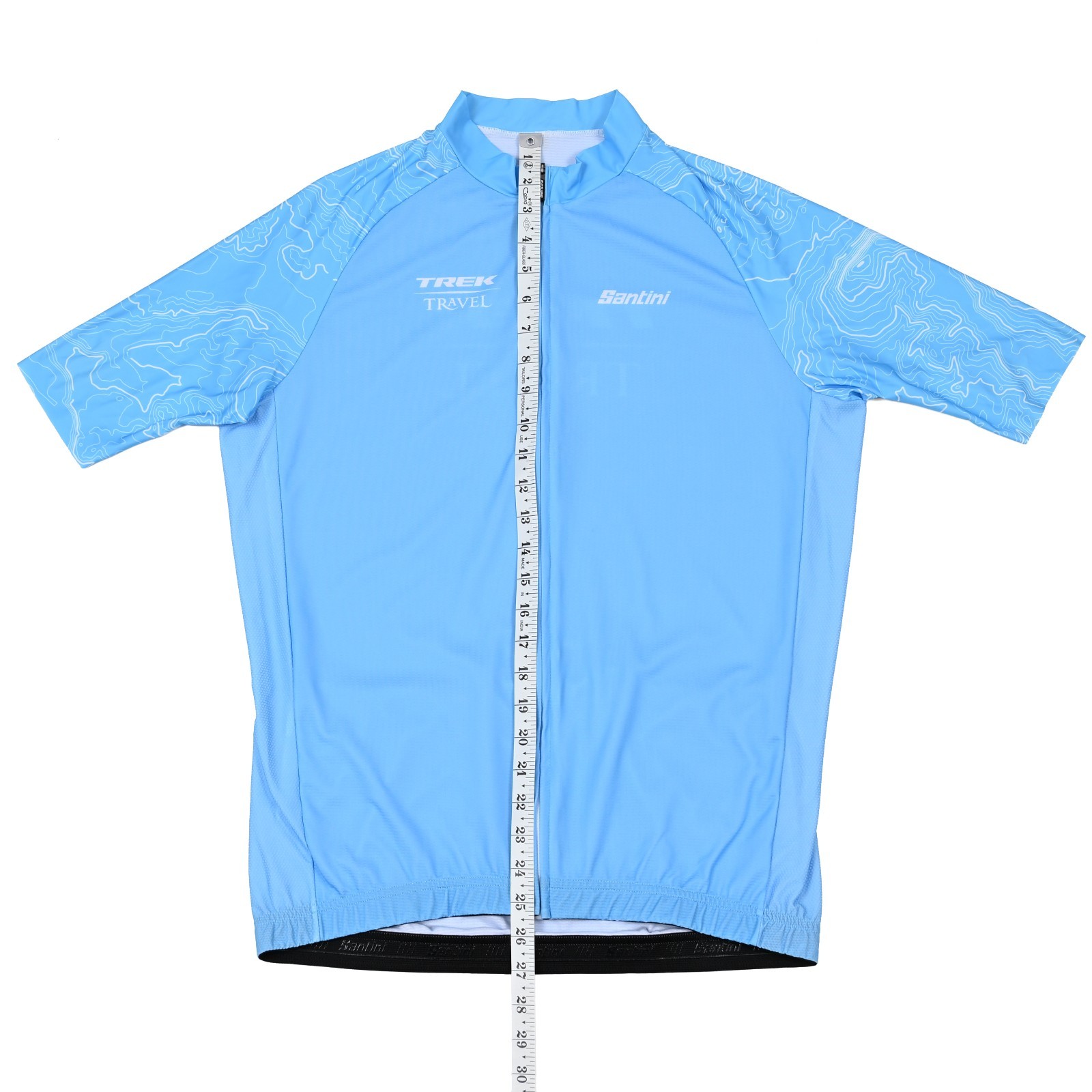 Santini Cycling Jersey Mens Large Blue Trek Travel Short Sleeve Full Zip Italy