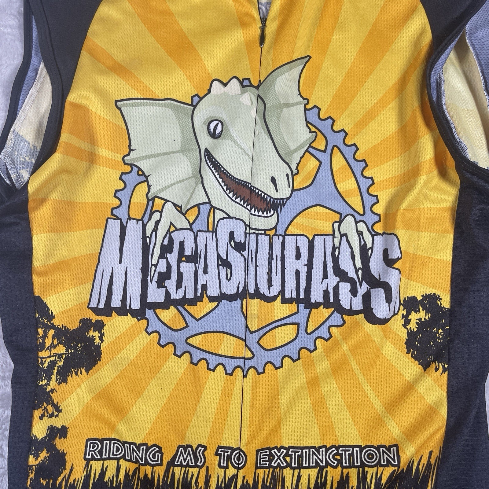 Safety Megasaurus Riding To Extinction Sleeveless Cycling Jersey Women’s L/XL