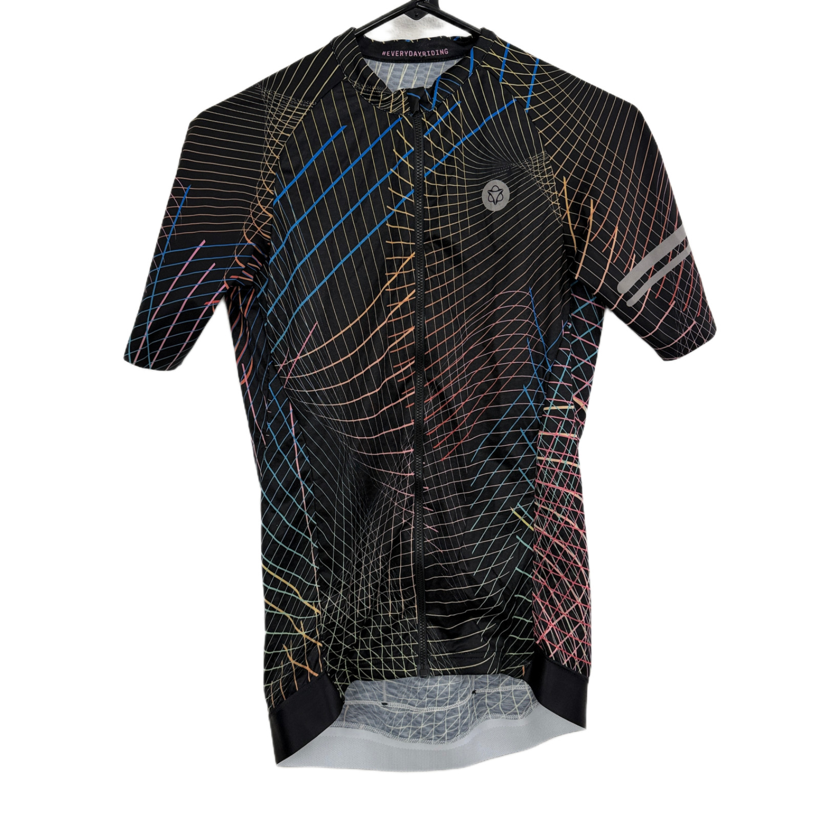 AGU Cycling Jersey Womens Large Black Multi Nocturnal Lines Performance Bike EUC