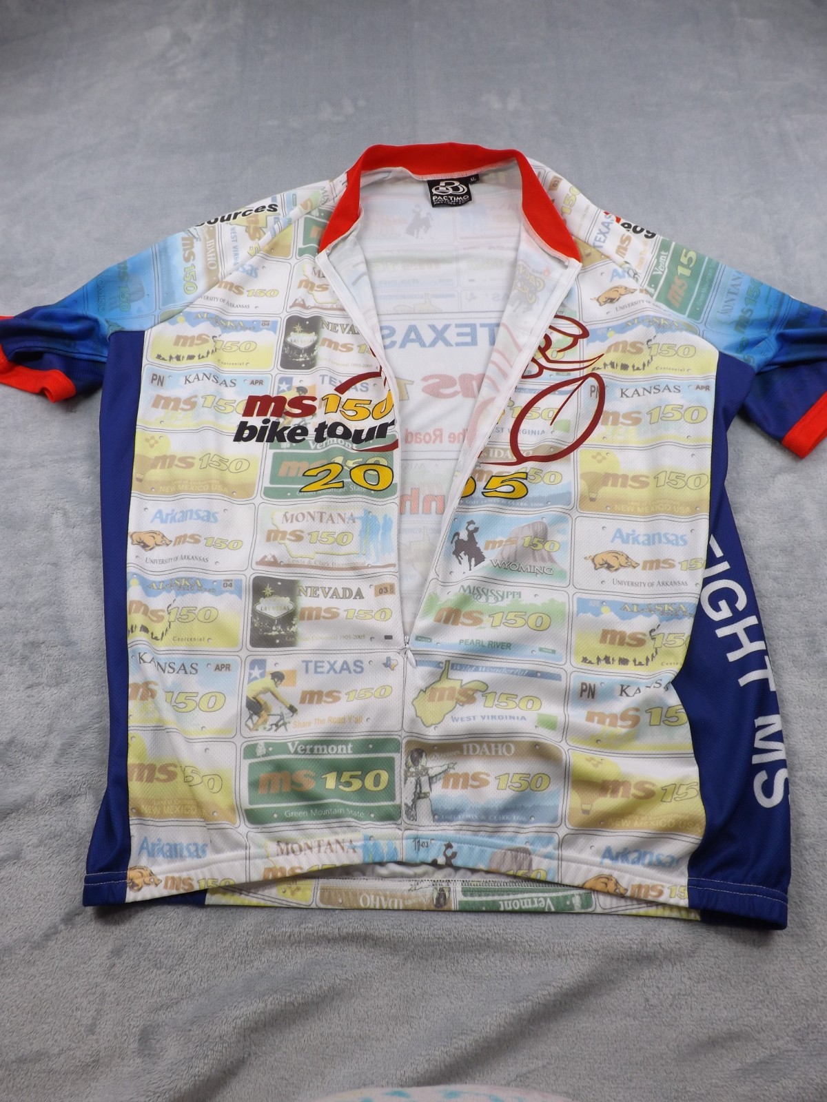 Pactimo Sports Cycling Shirt VTG Men’s Size XL Multi Color 3/4 Zip Back Pockets
