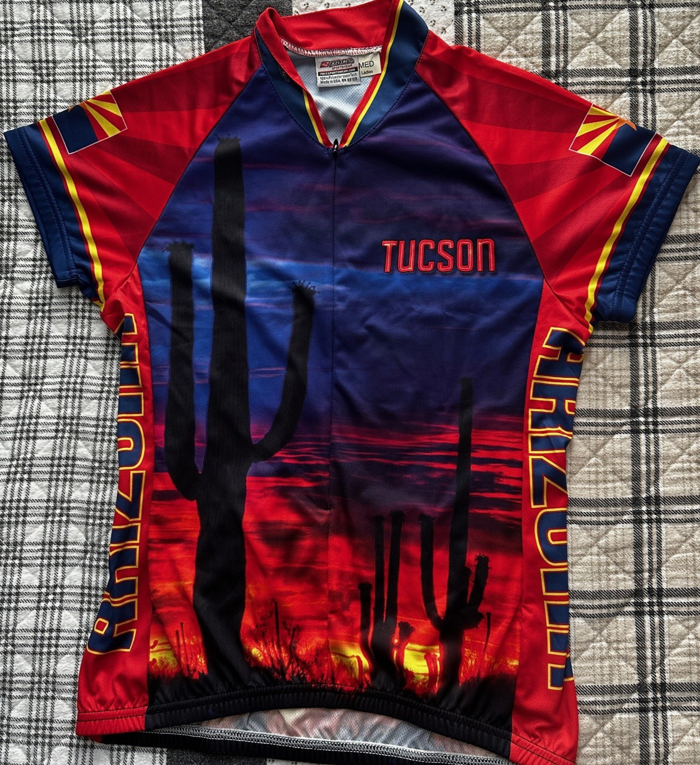 PACE SPORTSWEAR TUCSON TEAM CYCLING WOMENS JERSEY FREE HELMET COVER FREE SHIP !!