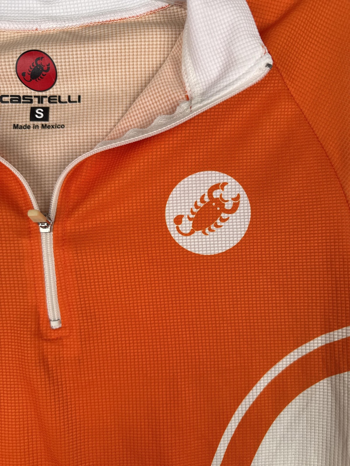 Castelli Cycling Jersey Tank Womens Small Orange White 1/4 Zip Pockets Bike