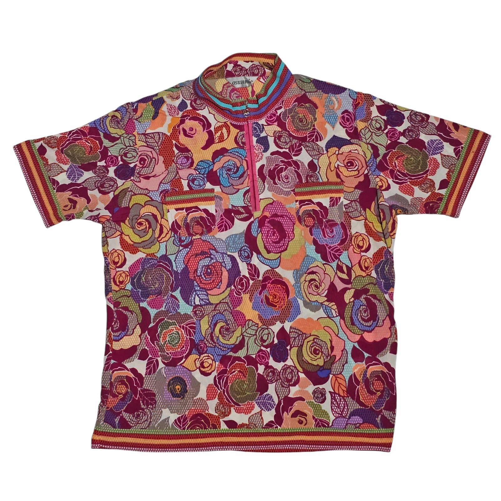 Osunnie Sheer Rainbow Rose Mesh Cycling Bike Jersey Style Shirt Sz L Scotty Dog