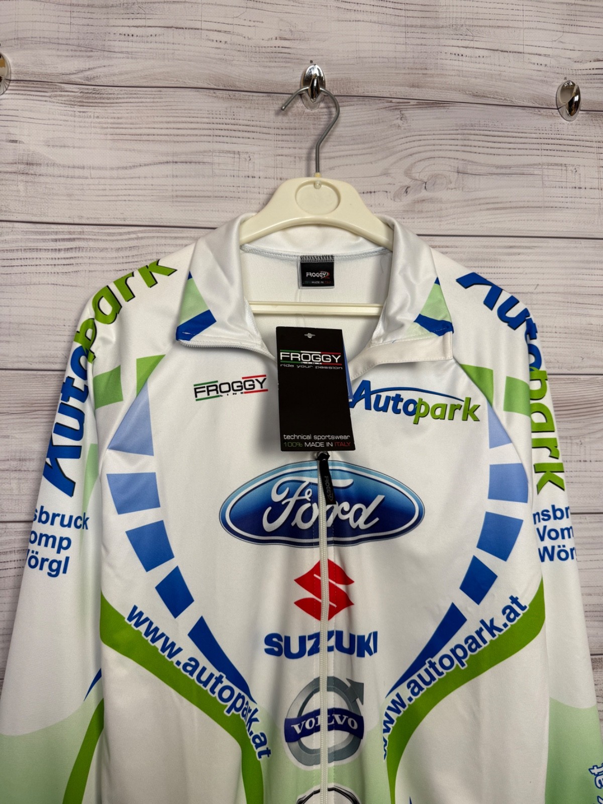 Froggy White Green Auto Logo Long Sleeve Bike Jersey Y2K Sportwear