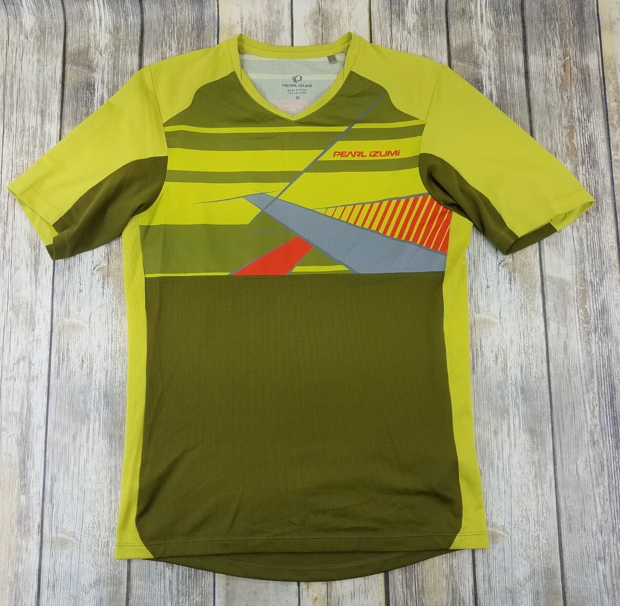 Pearl Izumi Cycling Shirt Mens Size M Green Polyester Stretch Pullover Active