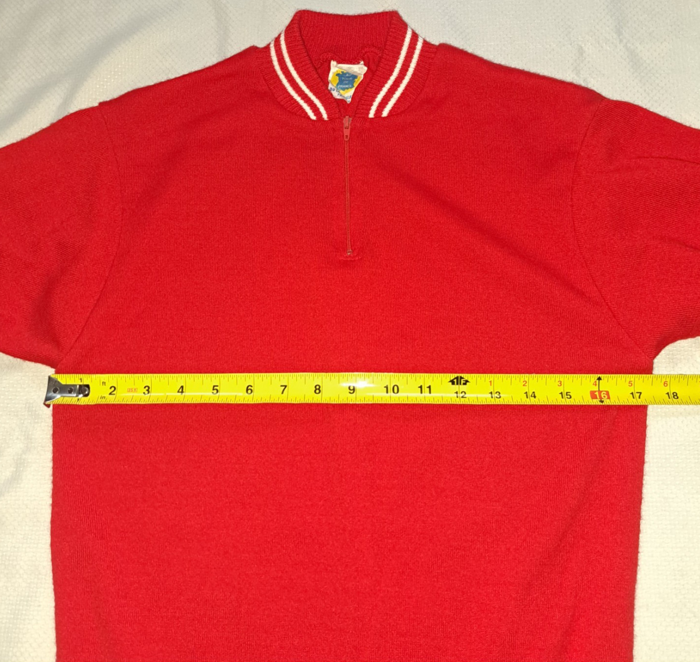 Au Tour De France Cycling Jersey Red Acrylic Euro “Size 4” check measurements