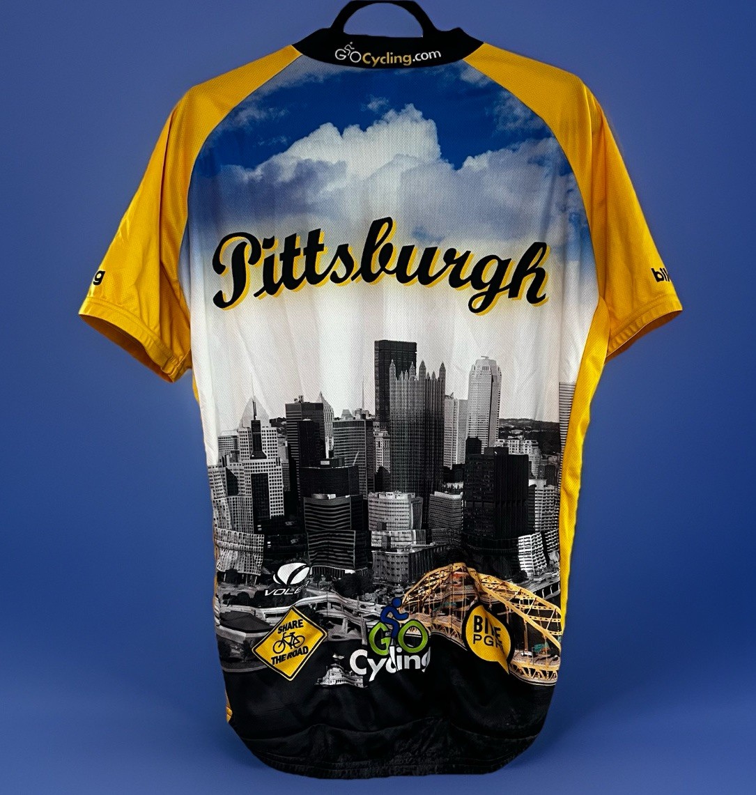 Large Pittsburgh Skyline Cycling Bike Jersey Biking Top Bicycle Shirt Men’s Size