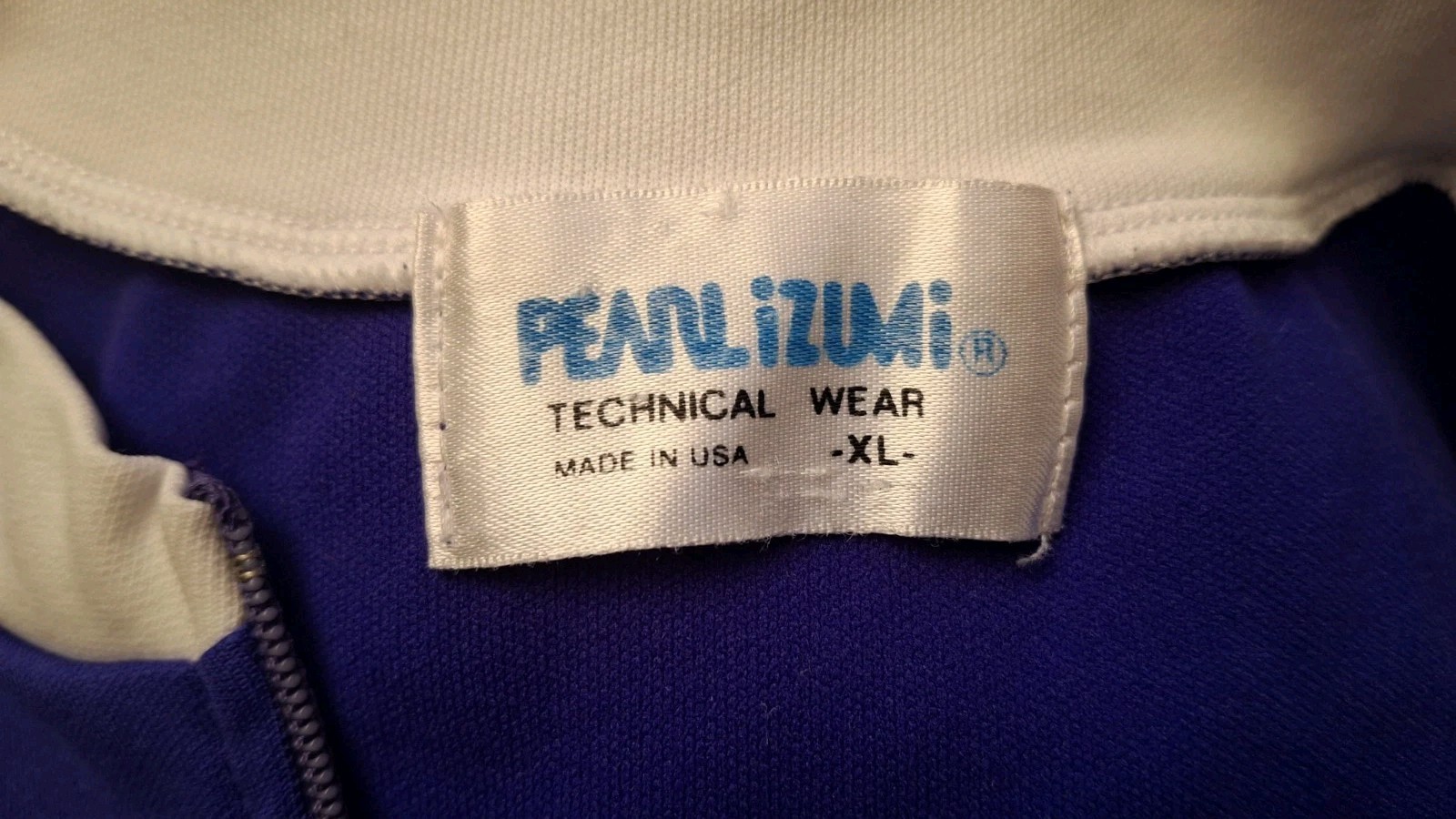 VTG 90s Pearl Izumi Cycling Jersey Men’s XL Blue White Shoulder Logo 1/4 Zip USA
