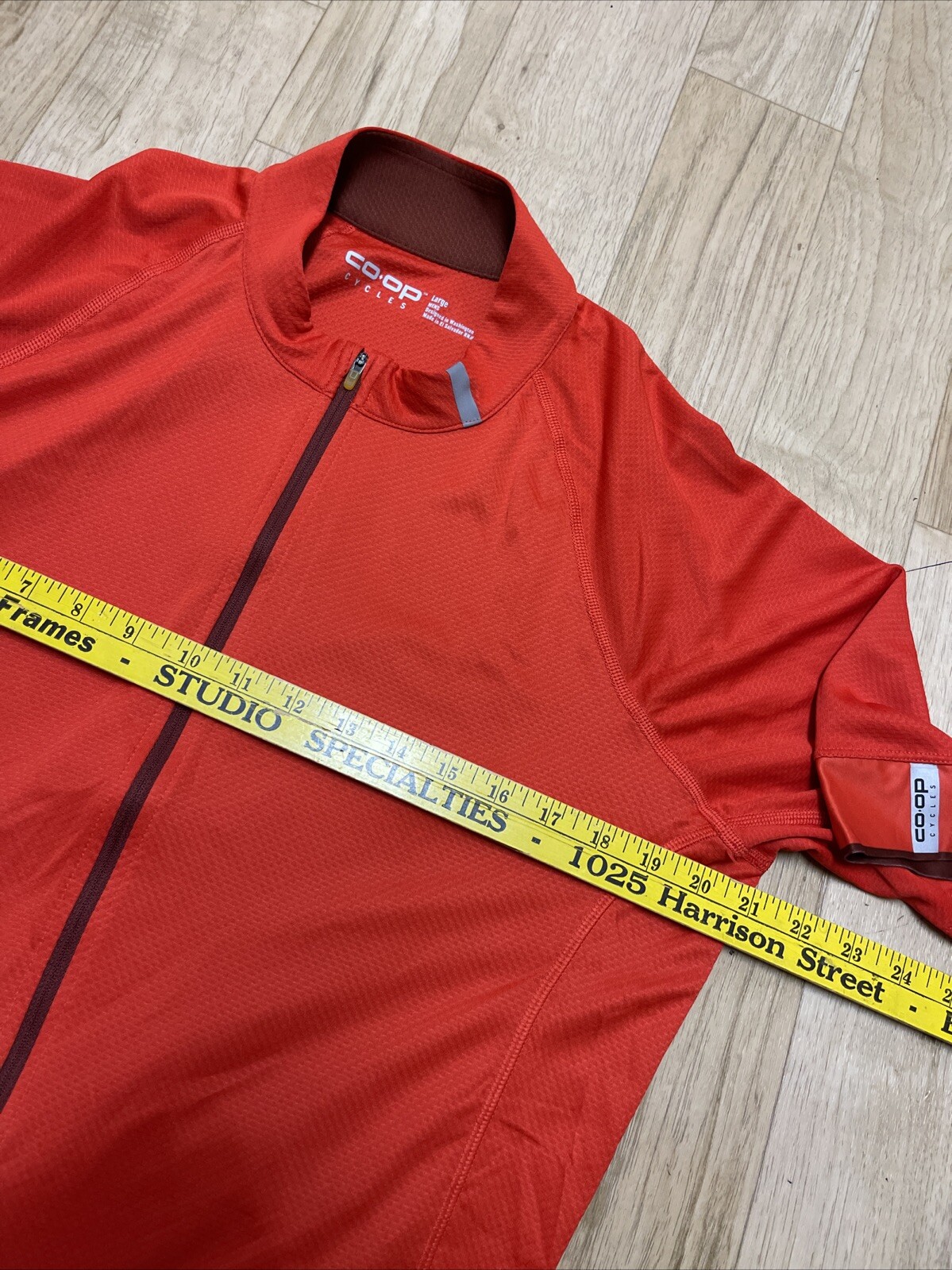 REI CO OP Cycles Men’s Large Orange Full Zip Road Jersey w/ Back Pockets