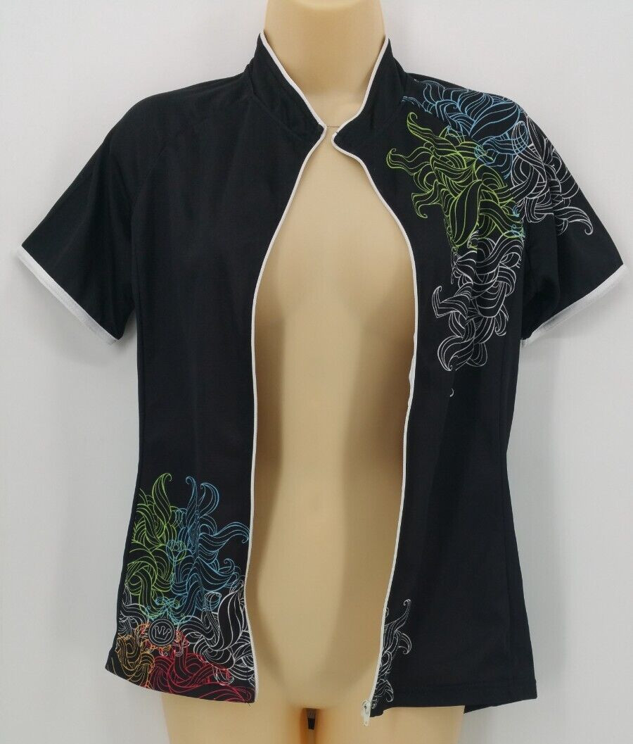 Canari Cycling Jersey Womens Medium Pretty Floral Full Zip Rear Pockets Bike Top