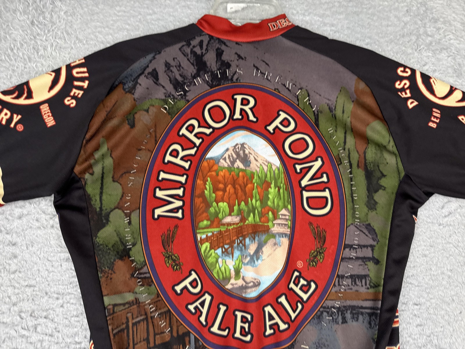 World Jerseys Cycling Jersey Mens Medium Mirror Pond Pale Ale Full Zip Pockets