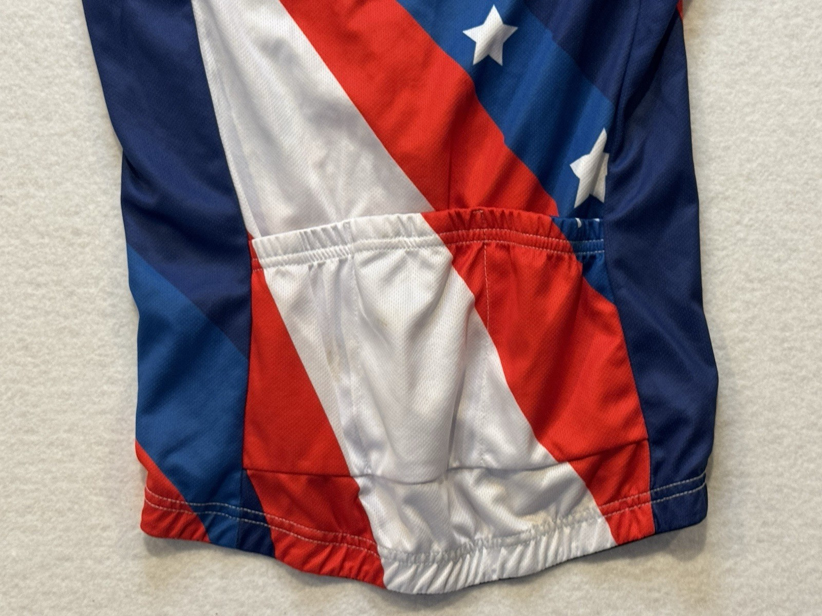 Women’s Small American Flag Cycling Jersey Stars & Stripes Bike Shirt 100% Poly