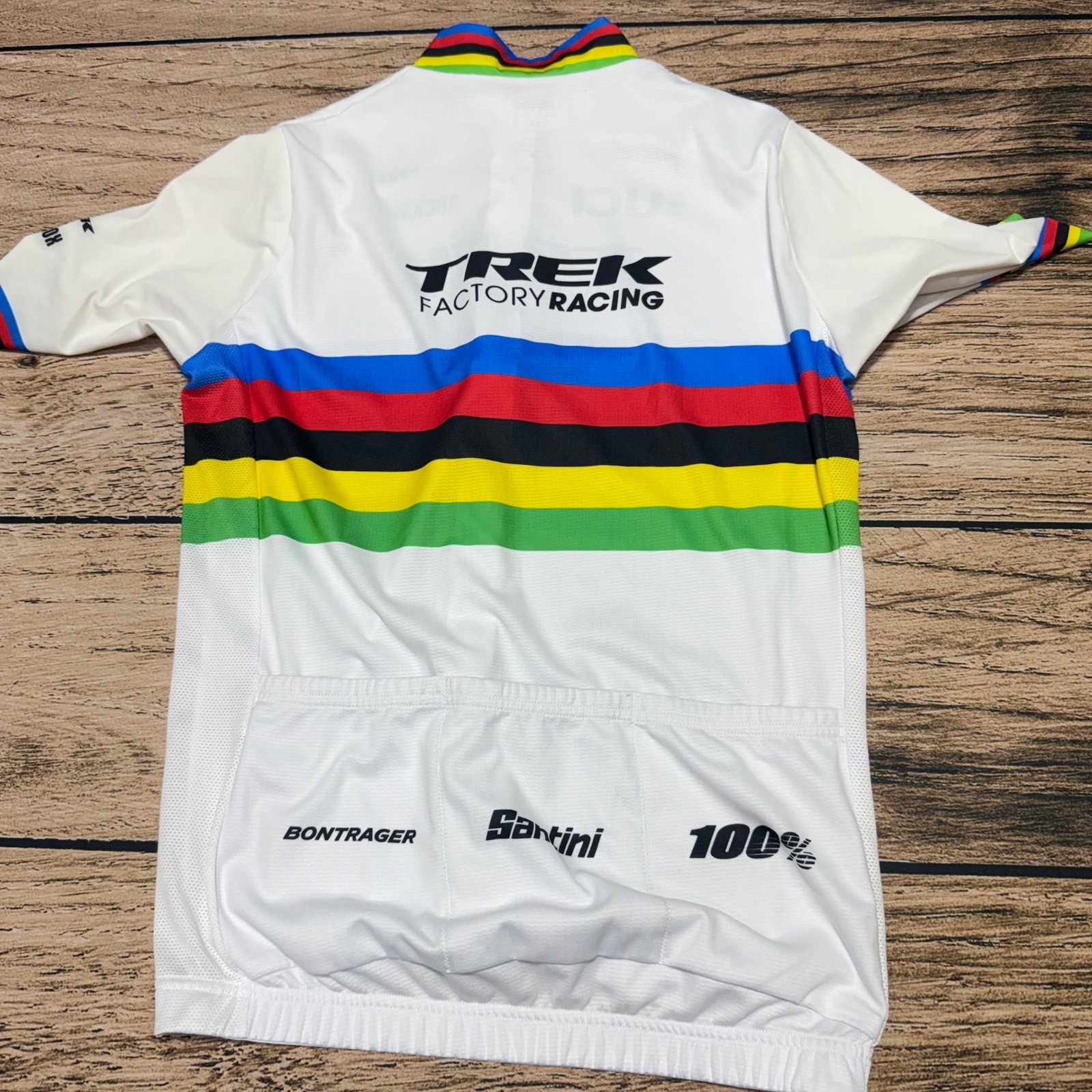 Santini Cycling Jersey Men XL White Trek Factory Racing UCI Rainbow SRAM Jersey