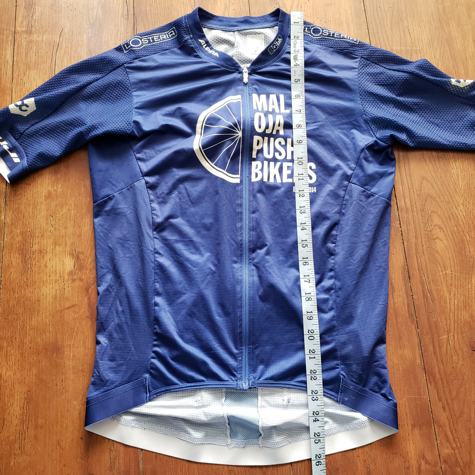 Maloja Pro Cycling Jersey Mens M Blue Pushbikers Race Fit Full Zip Lightweight
