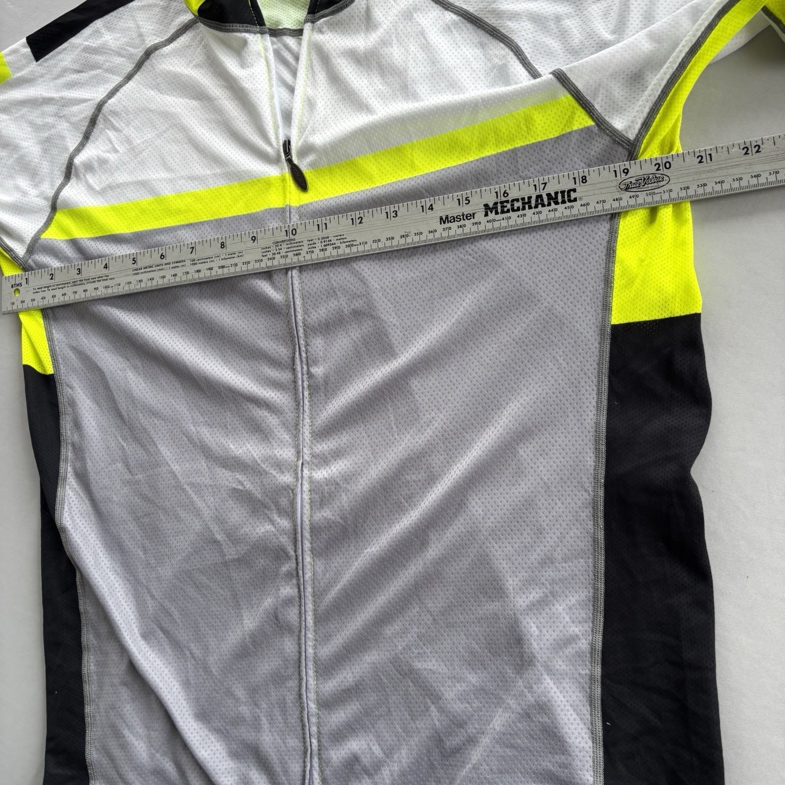 Voler Race Raglan Cycling Jersey 2XL USA Made Full Zip Hi-Vis Black Gray