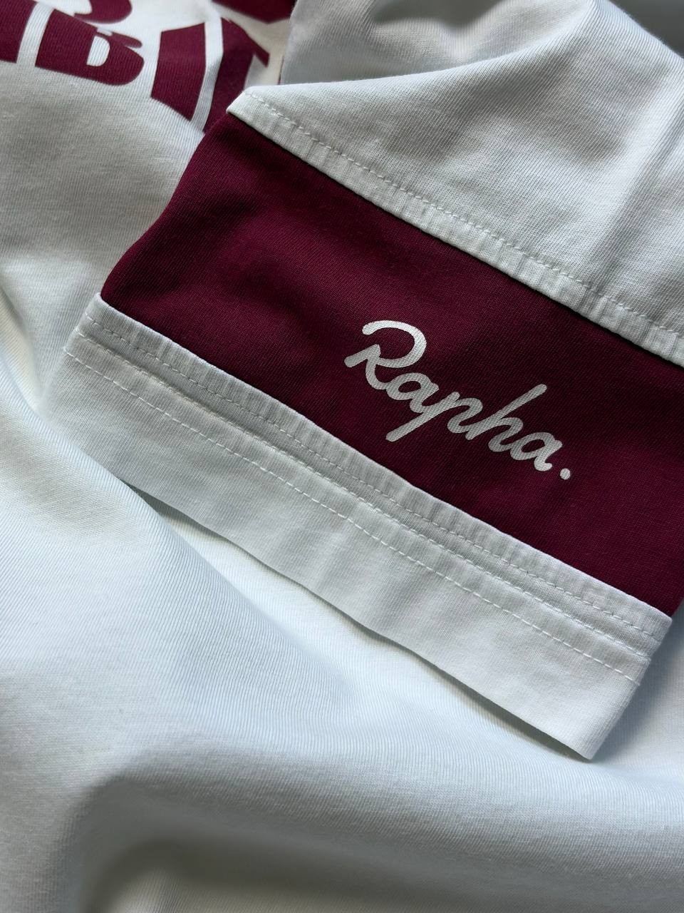 Rapha L’Etape du Tour Cycling T-Shirt White Burgundy Size L Glieres Colombiere
